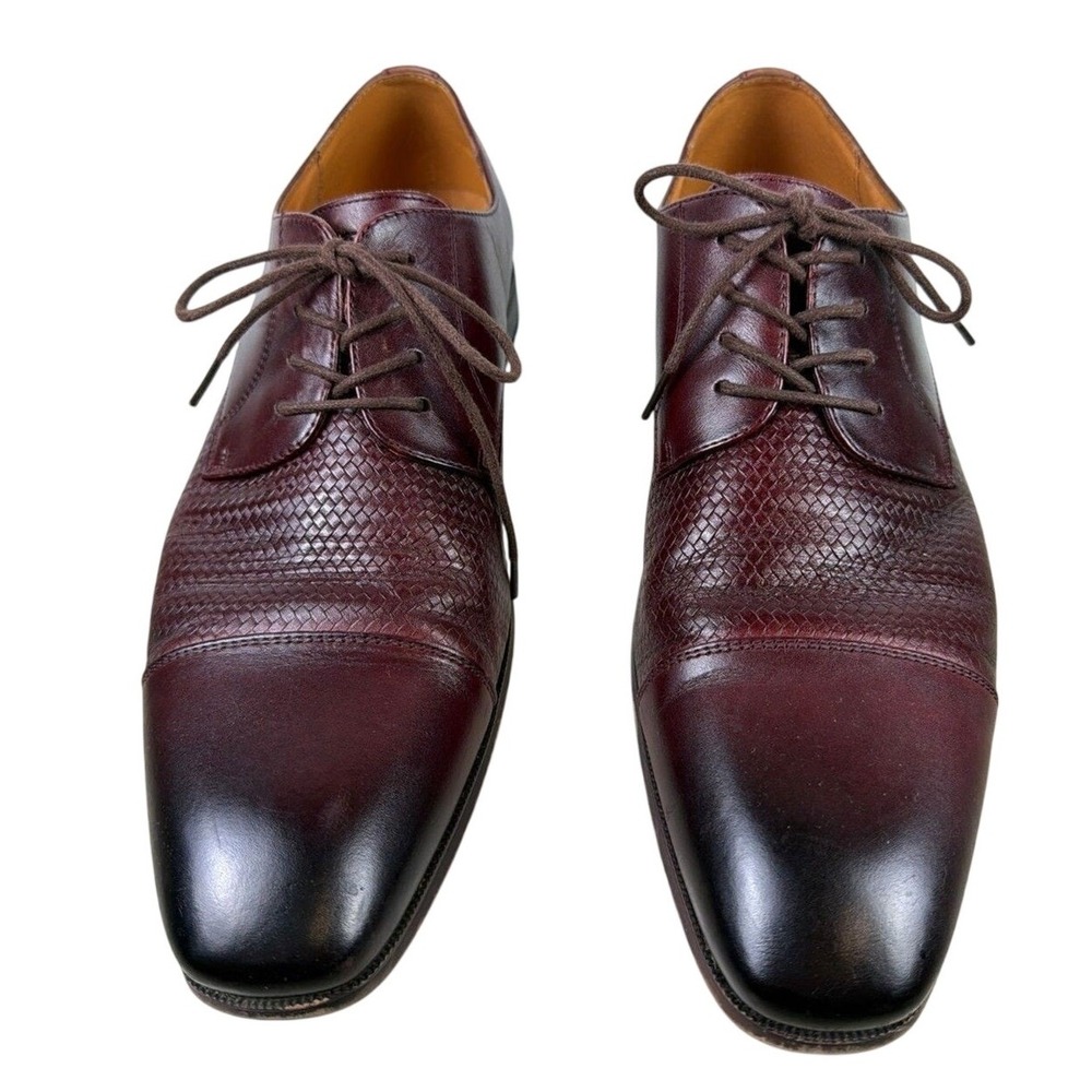 Florsheim Cap Toe Oxford Dress Shoe Mens 10.5D Burgundy Woven Texture Leather